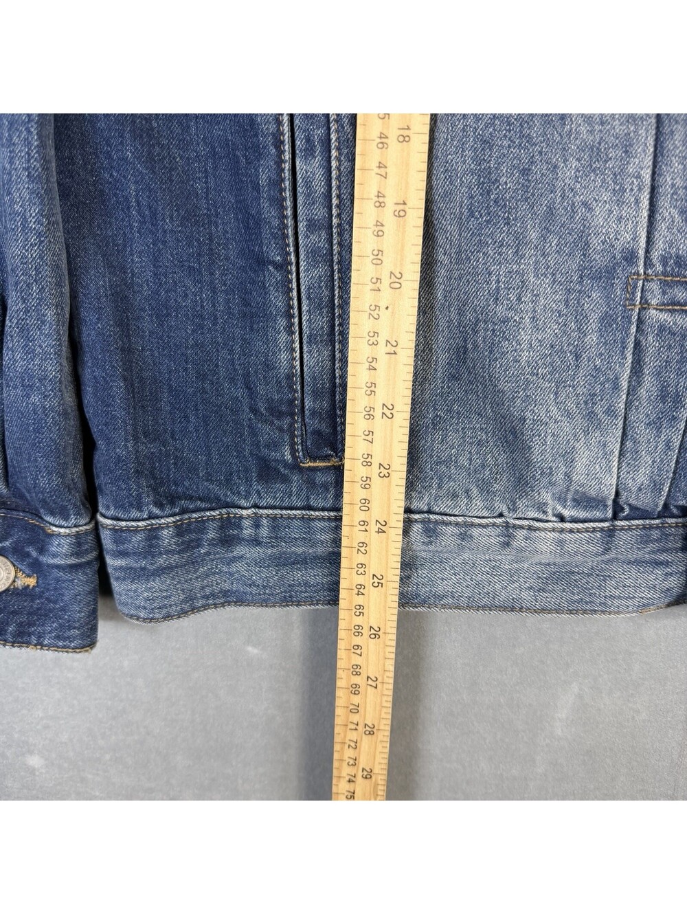 Lucky Brand Legend Selvedge Denim Trucker Jacket Mens Large Blue Buckle Back - Picture 8 of 9